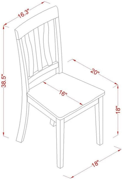 East West Furniture MZAN5-WHI-W 5 Piece Dinette Set for 4 Includes a Rectangle Dining Room Table with Dropleaf and 4 Kitchen Dining Chairs, 36x54 Inch, Buttermilk & Cherry