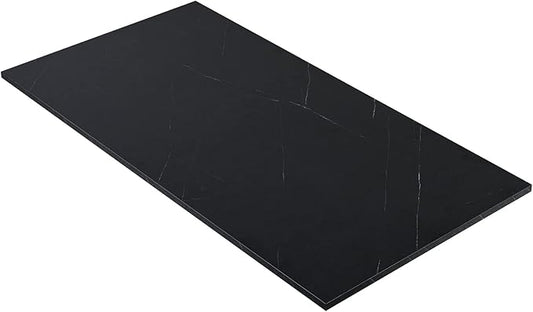 Kaboon Universal Tabletop 55"x27.5", Solid One-Piece Melamine Table Top, Double Desk L-Desk DIY, Home and Office Countertop, Cloud Atlas/Black Marble