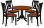 East West Furniture HLPL5-BCH-W 5 Piece Kitchen Table Set for 4 Includes a Round Dining Room Table with Pedestal and 4 Dining Chairs, 42x42 Inch, Black & Cherry
