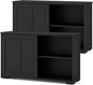 Costzon Sideboard Buffet Cabinet of 2, Wooden Kitchen Storage Cabinet with Adjustable Shelf, Sliding Barn Door, Accent Coffee Bar Cabinet Console Table for Living Room, Dining Room, Hallway
