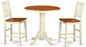 East West Furniture EDVN3-WHI-W 3 Piece Counter Height Dining Table Set Contains a Round Wooden Table with Pedestal and 2 Kitchen Dining Chairs, 30x30 Inch, Buttermilk & Cherry