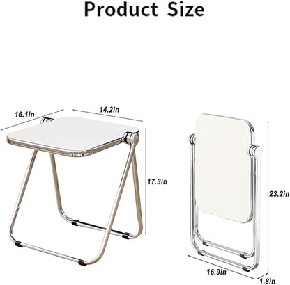 16.2" × 14.1" Acrylic Folding Table, Small Lightweight End Table for Living Room, Bedroom and Small Room, Sturdy Metal Frame with No Assembly Required, Space-Saving Storage Design (Tawny)