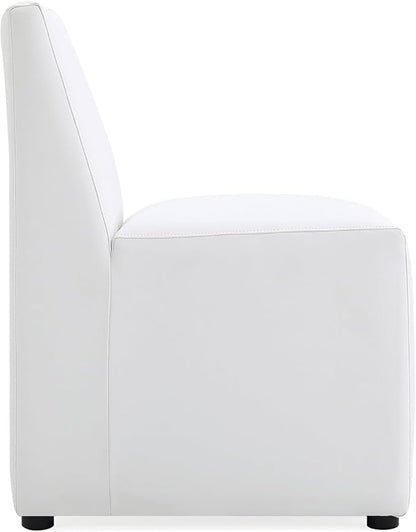 Manhattan Comfort Anna Square Modern Dining Chair with Head to Toe Faux Leather Upholstery and Plastic Foot Padding, Luxury Accent Furniture, Set of 1, Cream