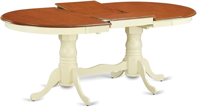 East West Furniture PLKE5-WHI-W 5 Piece Dining Table Set for 4 Includes an Oval Kitchen Table with Butterfly Leaf and 4 Kitchen Dining Chairs, 42x78 Inch, Buttermilk & Cherry