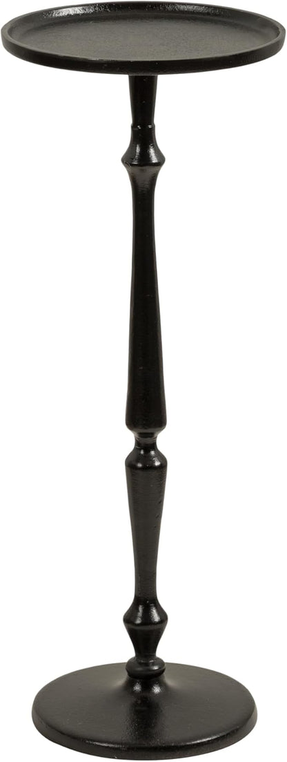 Kate and Laurel Carling Traditional Metal Round Drink Table, 9 x 9 x 22, Black, Vintage Cast Aluminum Accent Table with Unique Spindle Design for Use as Indoor Plant Stand or Living Room Decor Piece