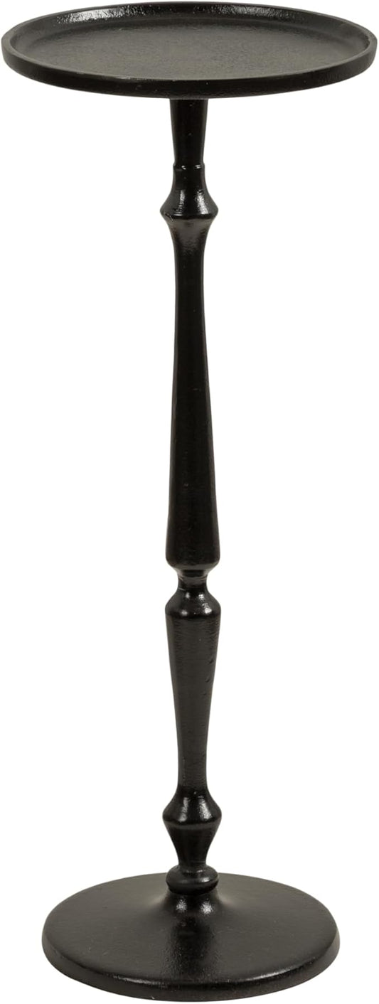 Kate and Laurel Carling Traditional Metal Round Drink Table, 9 x 9 x 22, Black, Vintage Cast Aluminum Accent Table with Unique Spindle Design for Use as Indoor Plant Stand or Living Room Decor Piece