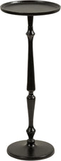Kate and Laurel Carling Traditional Metal Round Drink Table, 9 x 9 x 22, Black, Vintage Cast Aluminum Accent Table with Unique Spindle Design for Use as Indoor Plant Stand or Living Room Decor Piece