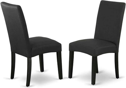 East West Furniture AMDA5-BCH-C 5 Piece Dining Room Table Set Includes a Round Kitchen Table with Pedestal and 4 Linen Fabric Upholstered Dining Chairs, 36x36 Inch, Black & Cherry