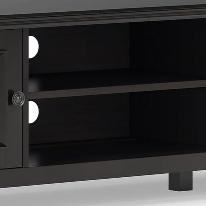 SIMPLIHOME Amherst 72-inch Wide Solid Wood Low TV Stand in Hickory Brown, Transitional-Style Media Console for Living Room with Cable Management, Fits 80" TVs