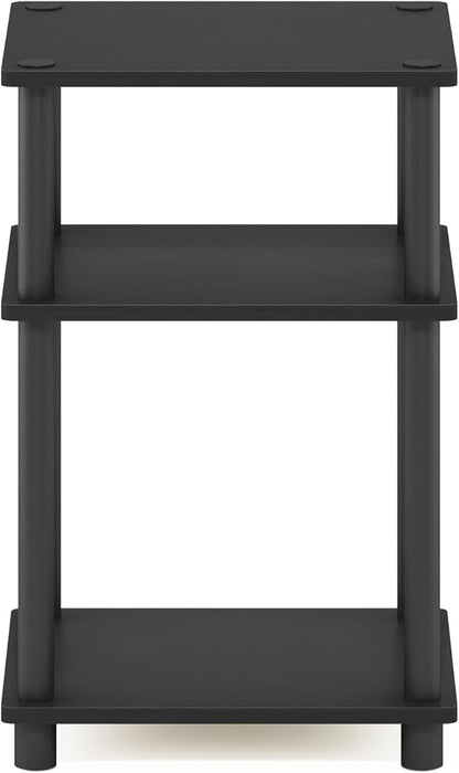 Furinno Just 3-Tier Turn-N-Tube End Table / Side Table / Night Stand / Bedside Table with Plastic Poles, 1-Pack, Americano/Black