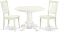 East West Furniture SHDA3-LWH-W 3 Piece Kitchen Table Set for Small Spaces Contains a Round Dining Table with Pedestal and 2 Dining Room Chairs, 42x42 Inch, Linen White
