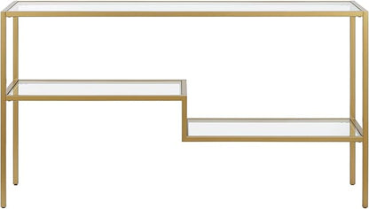 Henn&Hart 55" Wide Rectangular Console Table in Brass, Entryway Table, Accent Table for Living Room, Hallway