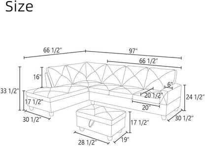 NAYSAYE L Shaped Couch, Modular Sectional Couch with Ottoman Storage, Modern Lounge Sofa Convertible Sectional Couches for Living Room, Apartment, Brown