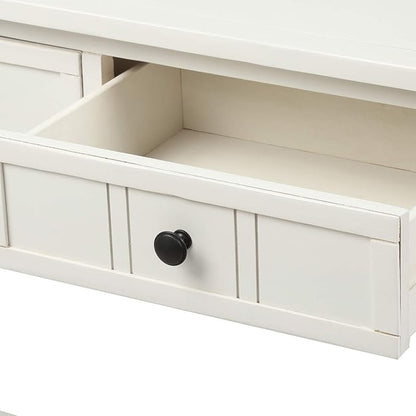 Bellemave Console Table with Drawers, Retro Entryway Table with 2 Drawers and Open Storage Shelf, Narrow Long Sofa Table, Behind Couch Table for Living Room, Foyer and Hallway, Ivory White