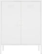Manhattan Comfort Naomi Modern Metal Accent Cabinet, Minimalist Storage Cabinet with Doors & Adjustable Shelves, Vented Doors, Sturdy Steel Build, Versatile & Multi-Purpose Home Furniture, White