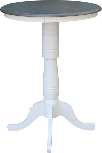 IC International Concepts 30" Round Top Pedestal Dining Table, 40.9" High, White/Heather Gray