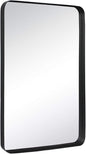 TEHOME 24x36 Matt Black Metal Framed Bathroom Mirror for Wall in Stainless Steel Matte Black Rounded Rectangular Bathroom Vanity Mirrors Wall Mounted