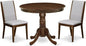 East West Furniture ANLA3-AWA-05 3 Piece Dining Set Includes a Round Kitchen Table with Pedestal and 2 Parson Chairs, 36x36 Inch, Antique Walnut