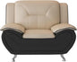 Container Furniture Direct Michael Modern Faux Leather Upholstered Stainless Steel Legs Living Room, Chair, Camel/Black
