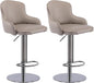 Black Titanium Stainless Steel Bar Stools,Grade Modern Leather Bar Chair with Backrest,Swivel Adjustable Height for Kitchen Counter and Dining Room (Grey Leather-2pcs)