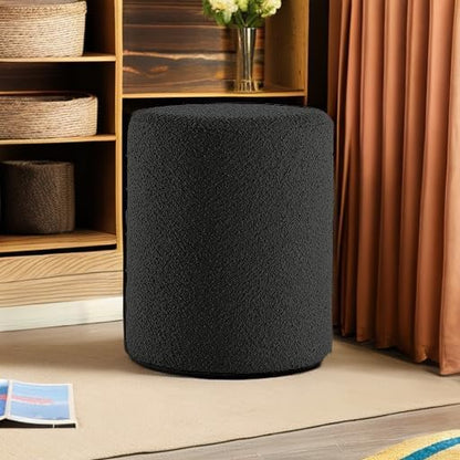 Get Set Style Modern Round Ottoman with Soft Padded Seat, Multifunctional Vanity Stool for Makeup, Upholstered Footrest Stool Ottoman Foot Stool for Living Room, Bedroom