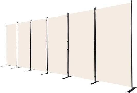 Room Divider, 6 Panel Folding Privacy Screens with Wider Support Feet, 6 Ft Portable Room Partition for Room Separator, 204" W X 71" H, Beige