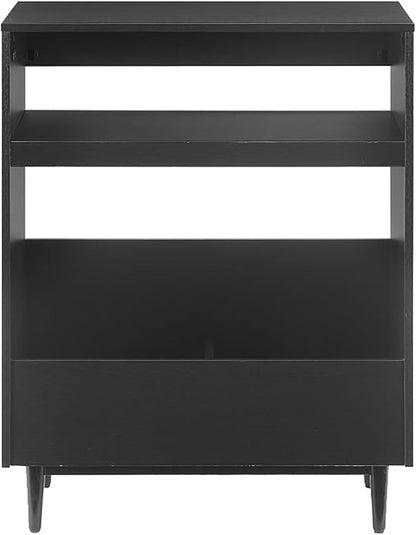Crosley Furniture Liam Turntable Record Player Stand with Storage for Vinyl Records, Mid Century Modern, Black