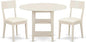 East West Furniture SUAD3-LWH-LC 3 Piece Dining Set Contains a Round Dining Room Table with Dropleaf & Shelves and 2 Faux Leather Upholstered Chairs, 42x42 Inch, Linen White