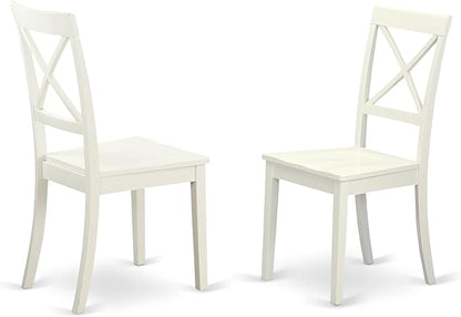 East West Furniture VABO5-LWH-W 5 Piece Kitchen Table Set for 4 Includes an Oval Dining Room Table with Butterfly Leaf and 4 Solid Wood Seat Chairs, 40x76 Inch, Linen White