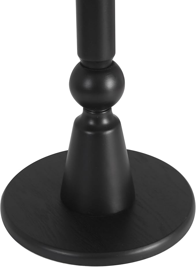 Round Side Table, 11.6 Inch Modern Accent End Table with Pedestal Base, Natural Wood (Black)