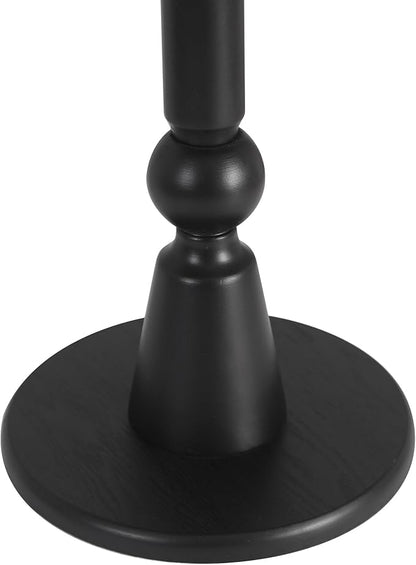 Round Side Table, 11.6 Inch Modern Accent End Table with Pedestal Base, Natural Wood (Black)
