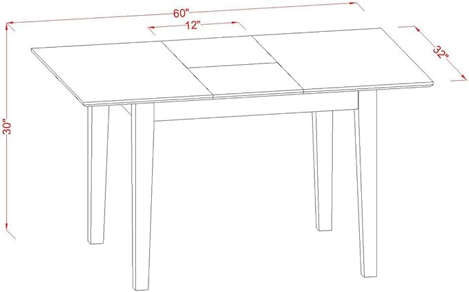 East West Furniture PSNO5-MAH-W 5 Piece Dining Table Set for 4 Includes a Rectangle Kitchen Table with Butterfly Leaf and 4 Dining Room Chairs, 32x60 Inch, Mahogany