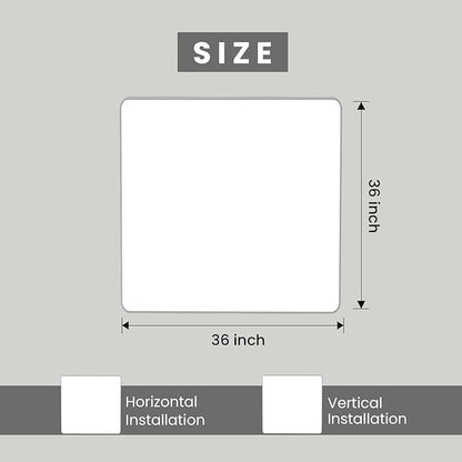 Brushed Nickel Bathroom Mirror 36x36 Inch, Brushed Silver Metal Frame Mirror Wall Mounted, Rounded Bathroom Vanity Mirror, Tempered Glass, Anti-Rust, Horizontal/Vertical
