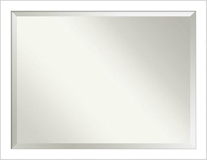 Amanti Art White Bathroom Mirror for Over Sink, 34x44 Wedge White Rectangle Vanity Mirror, X-Large Modern Contemporary Frame, Hangs Horizonally and Vertically, Bathroom Wall Decor, Beveled Edge