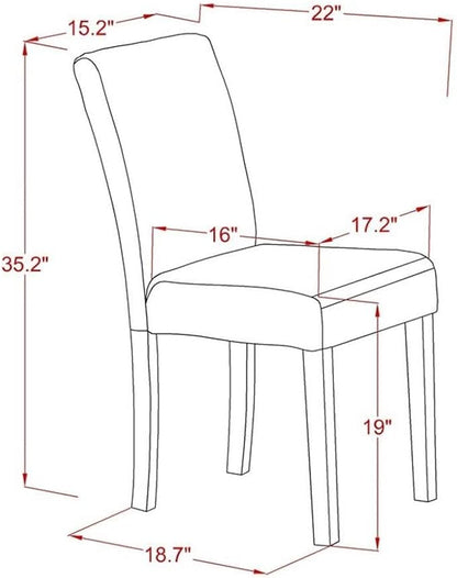 East West Furniture X077AB264-5 5 Piece Modern Dining Table Set Includes a Rectangle Wooden Table with X-Legs and 4 White Faux Leather Parsons Dining Chairs, 40x72 Inch, Multi-Color