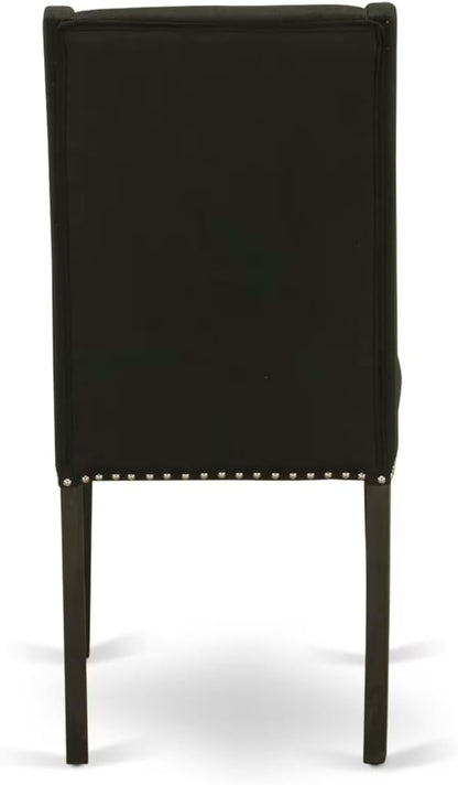 East West Furniture V627FL624-5 5 Piece Kitchen Table & Chairs Set Includes a Rectangle Dining Room Table with V-Legs and 4 Black Linen Fabric Upholstered Chairs, 40x72 Inch, Multi-Color