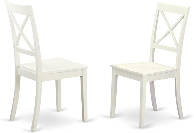 East West Furniture LGBO5-LWH-W 5 Piece Modern Dining Table Set Includes a Rectangle Wooden Table with Butterfly Leaf and 4 Kitchen Dining Chairs, 42x84 Inch, Linen White