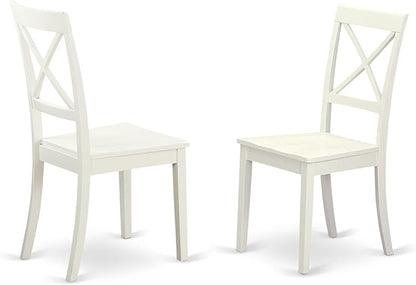 East West Furniture LGBO5-LWH-W 5 Piece Modern Dining Table Set Includes a Rectangle Wooden Table with Butterfly Leaf and 4 Kitchen Dining Chairs, 42x84 Inch, Linen White