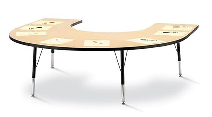 Jonti-Craft Berries 6445JCA011 Horseshoe Activity Table, A-Height (24"-31" Adjustable Height), 66" x 60", Maple/Black/Black