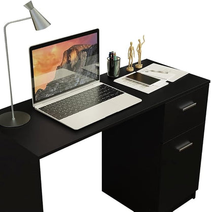 Madesa Compact Computer Desk Study Table for Small Spaces Home Office 43 Inch Student Laptop PC Writing Desks with Storage and Drawer, Modern Ergonomic Gaming Workstation - Black