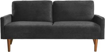 Kent Velvet Sofa, European Style with Sleek Design, Modern & Vintage Flair, Upholstered 3 Seater Couch, Chic Living Room Furniture Seating for Home, Apartment or Office, Black