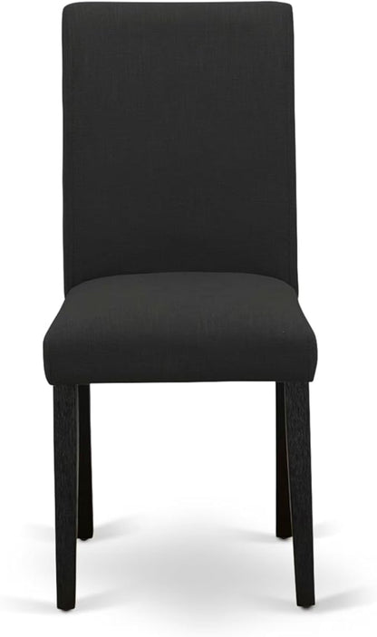 East West Furniture V627AB624-9 9 Piece Dining Table Set Includes a Rectangle Dining Room Table with V-Legs and 8 Black Color Linen Fabric Parsons Chairs, 40x72 Inch, Multi-Color