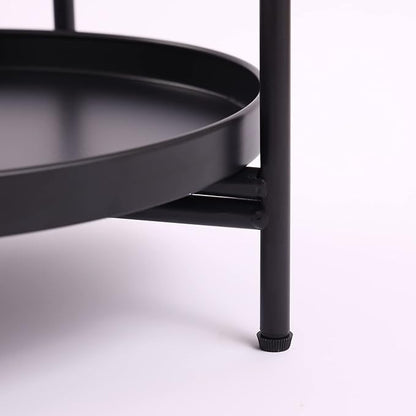 Tiita Round End Table Mental 2-Tier Side Table Nightstand/Small Iron Tables Accent Coffee Table for Living Room Bedroom Office Small Space
