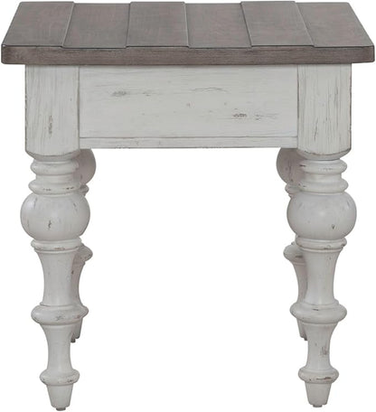 Liberty Furniture River Place Living Room End Table - Riverstone White & Tobacco