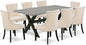 East West Furniture X697FR102-9 9 Piece Dining Set Includes a Rectangle Dining Room Table with X-Legs and 8 Light Beige Linen Fabric Upholstered Chairs, 40x72 Inch, Multi-Color