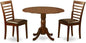 East West Furniture DLML3-MAH-LC 3 Piece Dining Room Furniture Set Contains a Round Kitchen Table with Dropleaf and 2 Faux Leather Upholstered Dining Chairs, 42x42 Inch, Mahogany