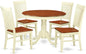 East West Furniture HLWE5-BMK-W 5 Piece Dining Room Table Set Includes a Round Kitchen Table with Pedestal and 4 Dining Chairs, 42x42 Inch, Buttermilk & Cherry