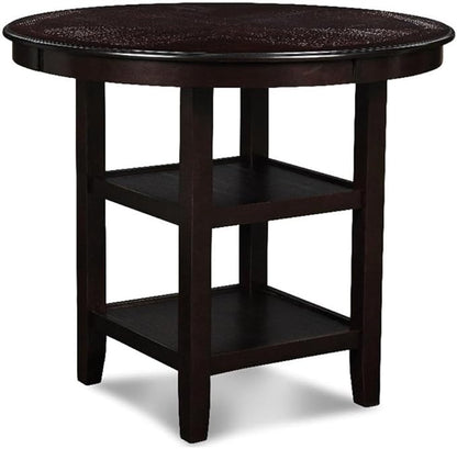 New Classic Furniture Gia 5-Piece Round Counter Height Set with 1 Dining Table and 4 Chairs, 42", Ebony