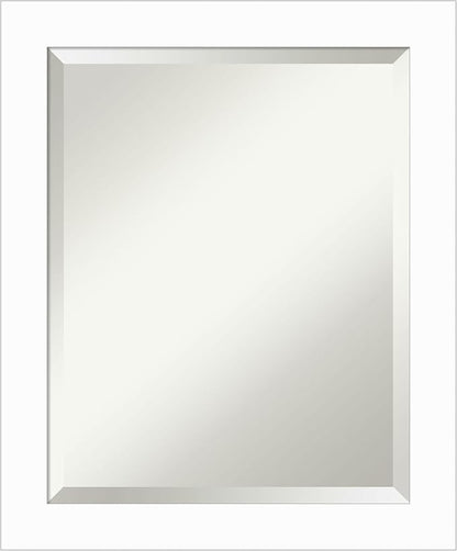 Amanti Art White Bathroom Mirror for Over Sink, 24x20 Basic White Narrow Rectangle Vanity Mirror, Small Casual Wood Frame, Hangs Horizonally and Vertically, Bathroom Wall Decor, Beveled Edge from WI