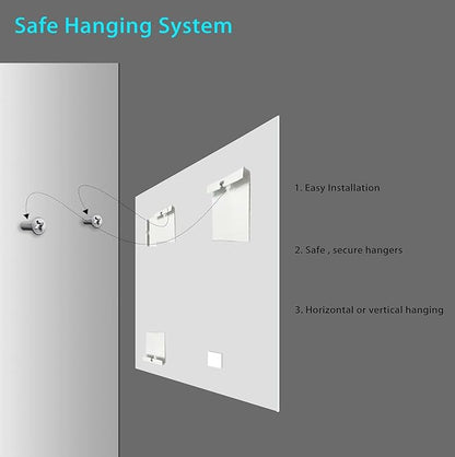 Frameless Beveled Edge Bathroom Mirror 38x26 Inch Rectangle Wall Mirror Explosion Proof and Shatterproof Bathroom Vanity Mirror Wall Mounted Hang Firmly (Horizontal or Vertical)